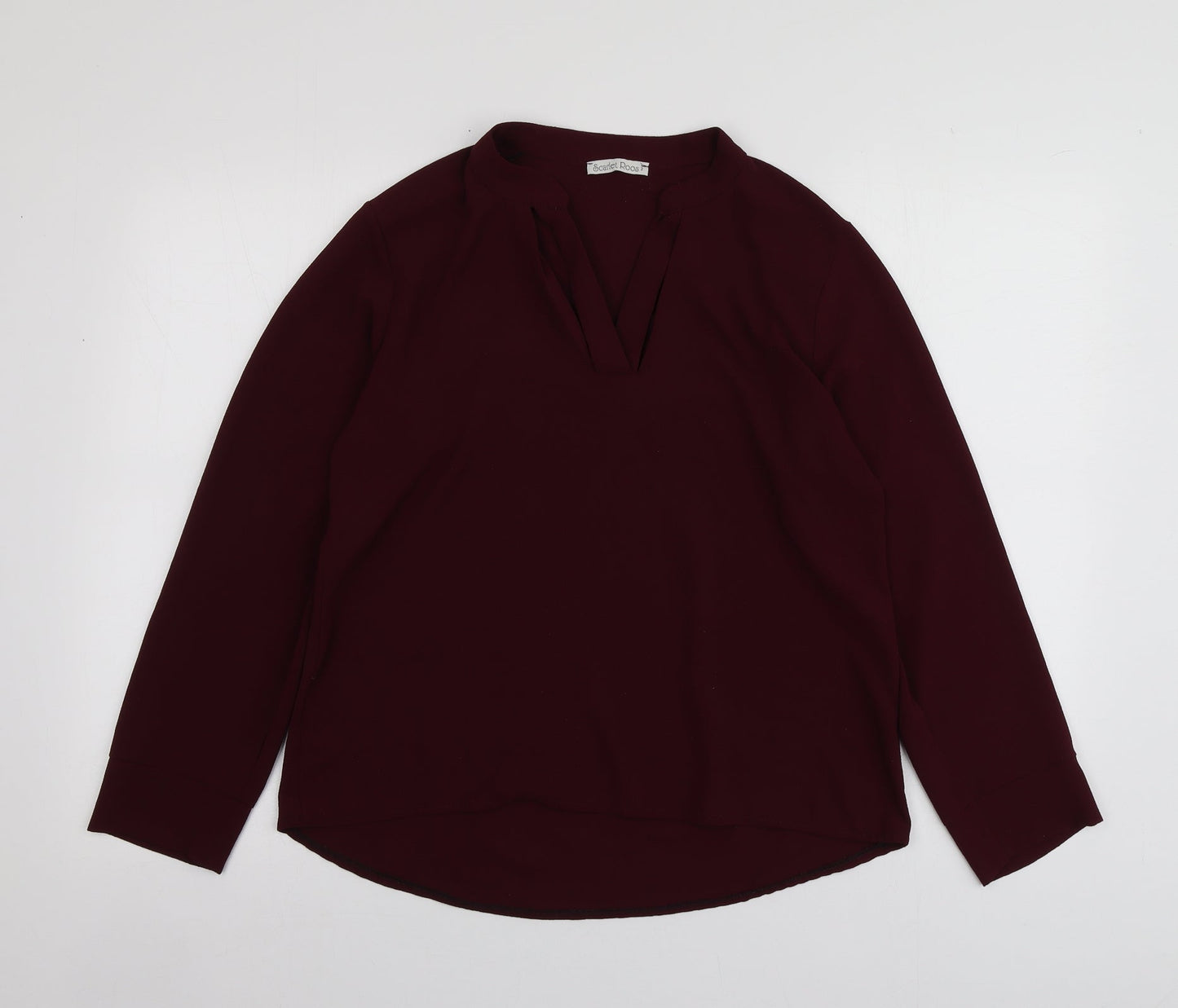 Scarlet Roos Womens Purple  Polyester Basic Blouse Size 4 V-Neck