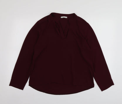 Scarlet Roos Womens Purple  Polyester Basic Blouse Size 4 V-Neck