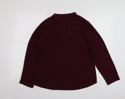 Scarlet Roos Womens Purple  Polyester Basic Blouse Size 4 V-Neck