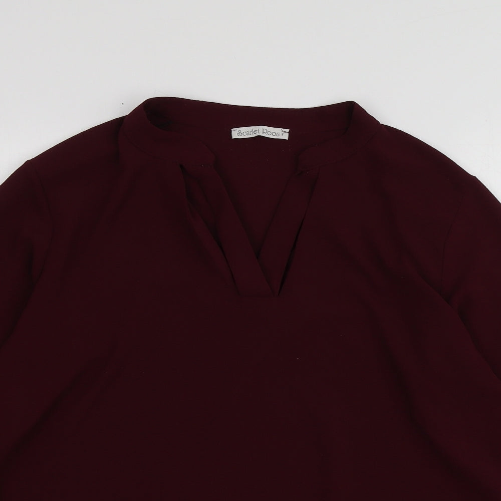 Scarlet Roos Womens Purple  Polyester Basic Blouse Size 4 V-Neck