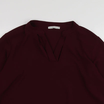 Scarlet Roos Womens Purple  Polyester Basic Blouse Size 4 V-Neck