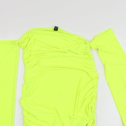 Asyou Womens Yellow  Polyester A-Line  Size 10  Square Neck