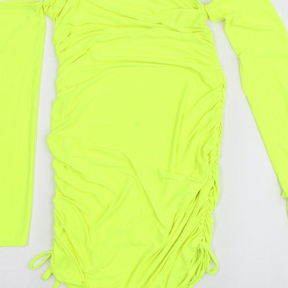 Asyou Womens Yellow  Polyester A-Line  Size 10  Square Neck