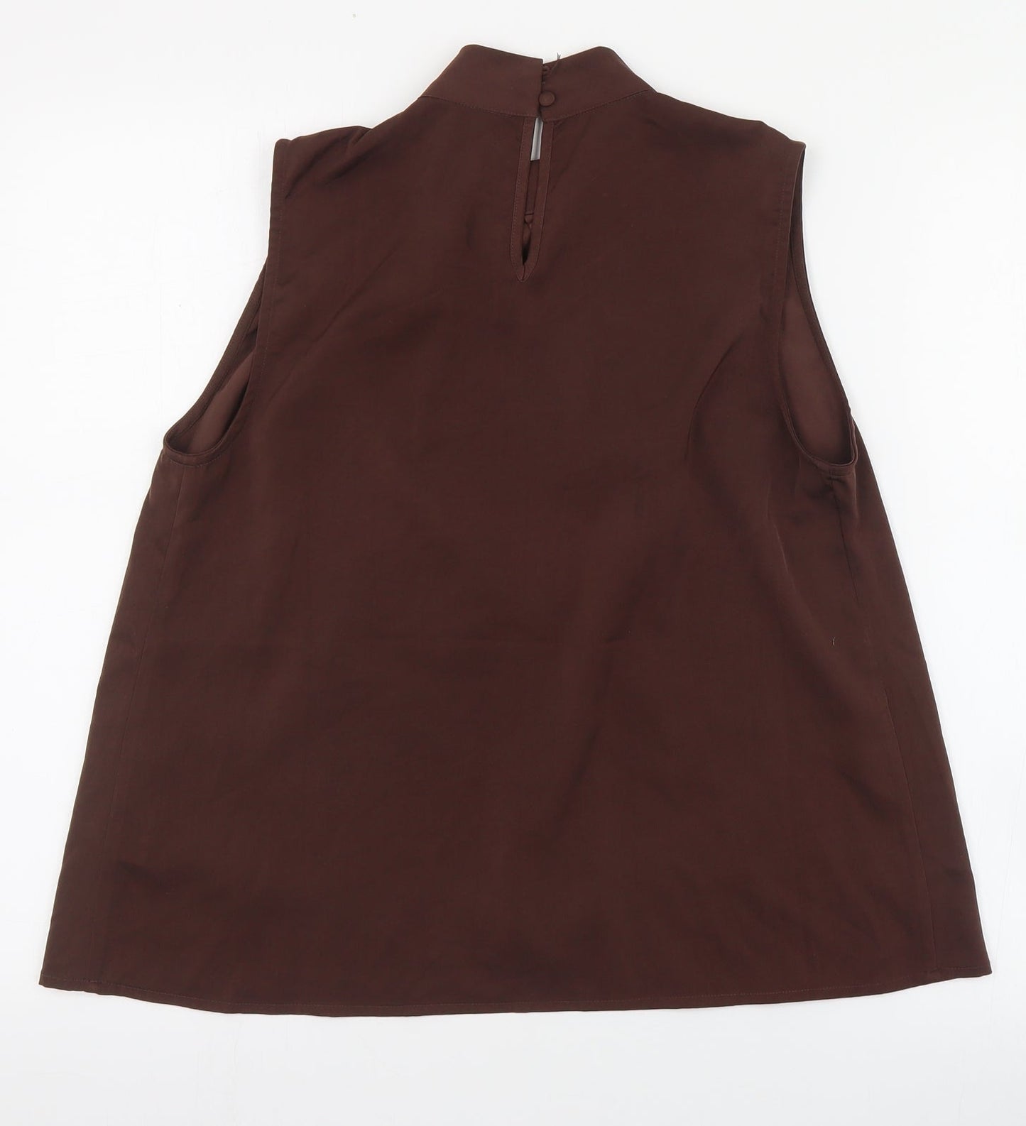 SheIn Womens Brown  Polyester Basic Blouse Size S High Neck