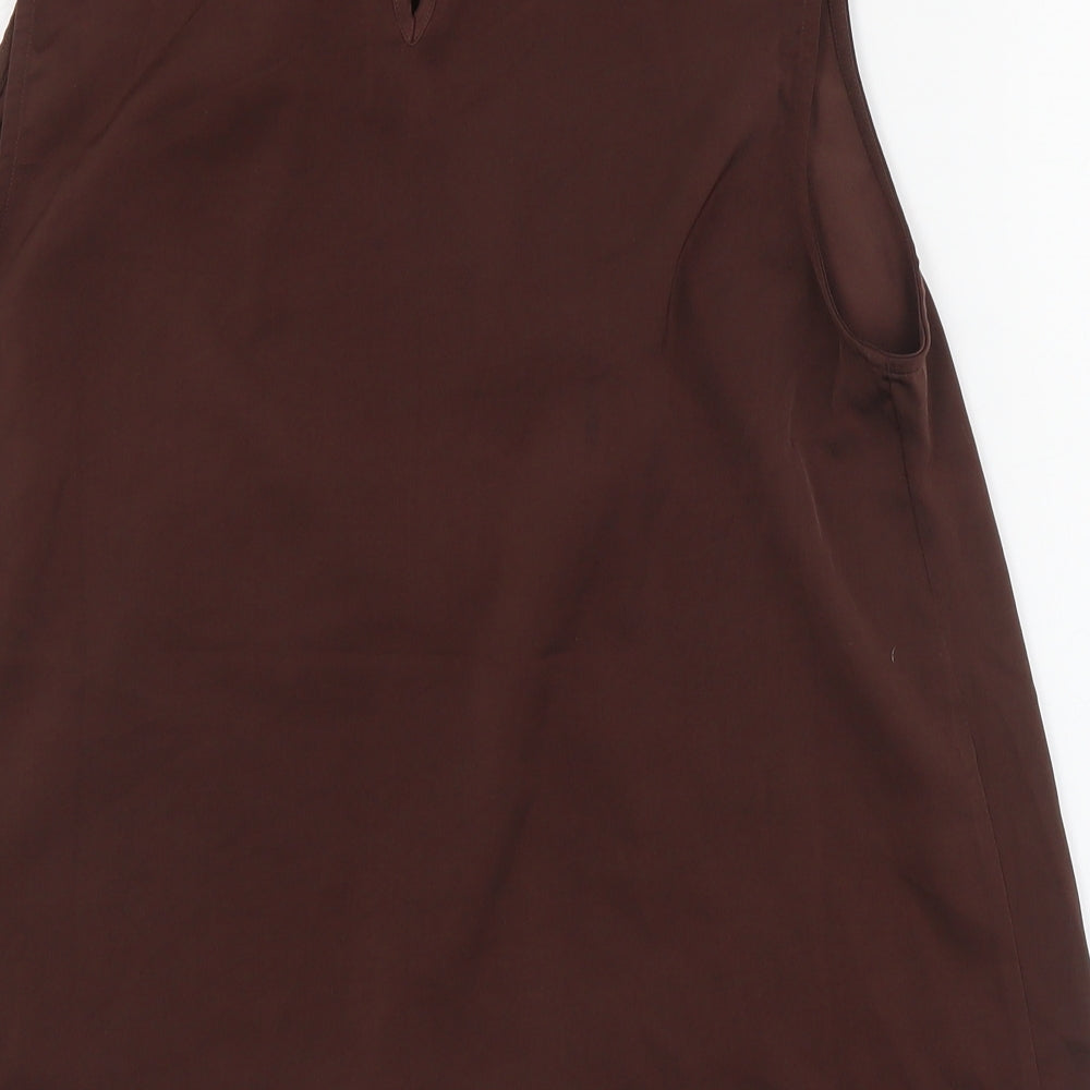 SheIn Womens Brown  Polyester Basic Blouse Size S High Neck