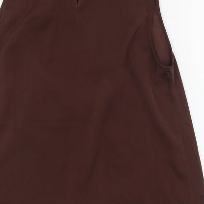 SheIn Womens Brown  Polyester Basic Blouse Size S High Neck