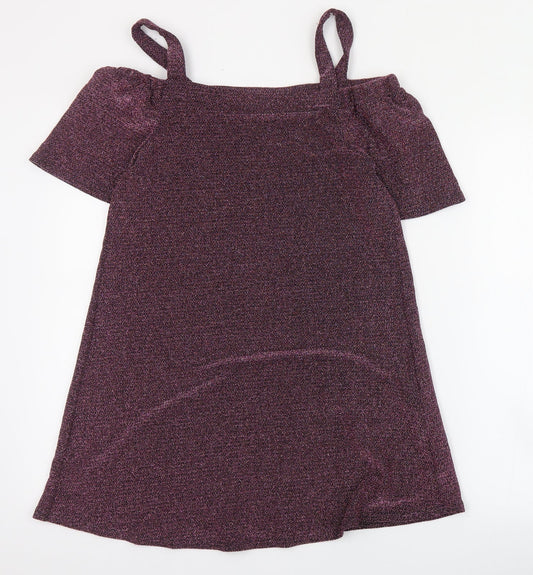 New Look Womens Pink  Nylon Shift  Size 6  Square Neck Pullover