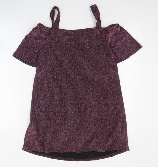 New Look Womens Pink  Nylon Shift  Size 6  Square Neck Pullover