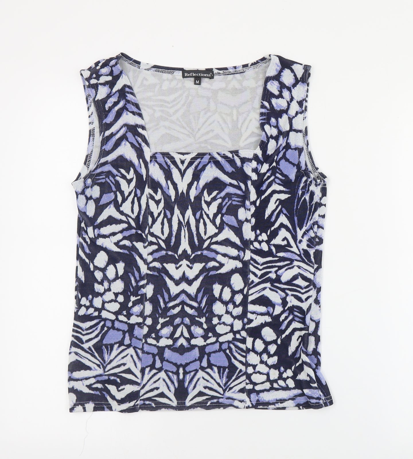 Womens UK Size M Reflections Blue Basic Tank