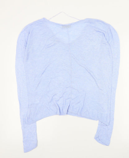 Real Woman Womens Blue V-Neck  Viscose Pullover Jumper Size S