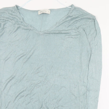Real Woman Womens Green V-Neck  Viscose Pullover Jumper Size S