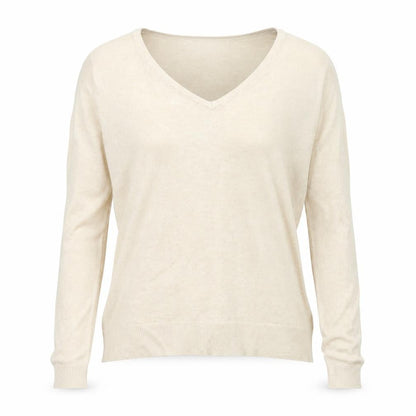 Real Woman Womens Beige V-Neck  Viscose Pullover Jumper Size S