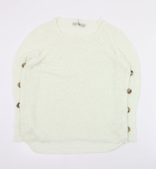 Charter Club Womens Ivory Round Neck  Acrylic Pullover Jumper Size 8
