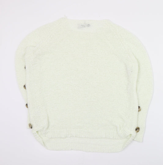 Charter Club Womens Ivory Round Neck  Acrylic Pullover Jumper Size 8