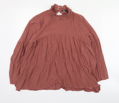 Womens UK Size M Zara Pink Basic Blouse