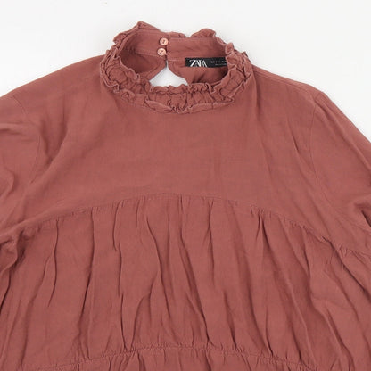 Womens UK Size M Zara Pink Basic Blouse