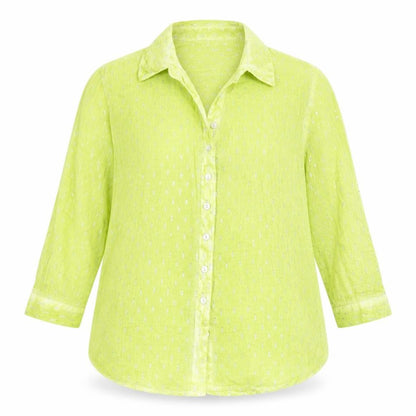 Anna Rose Womens Green  Cotton Basic Button-Up Size 14 Collared