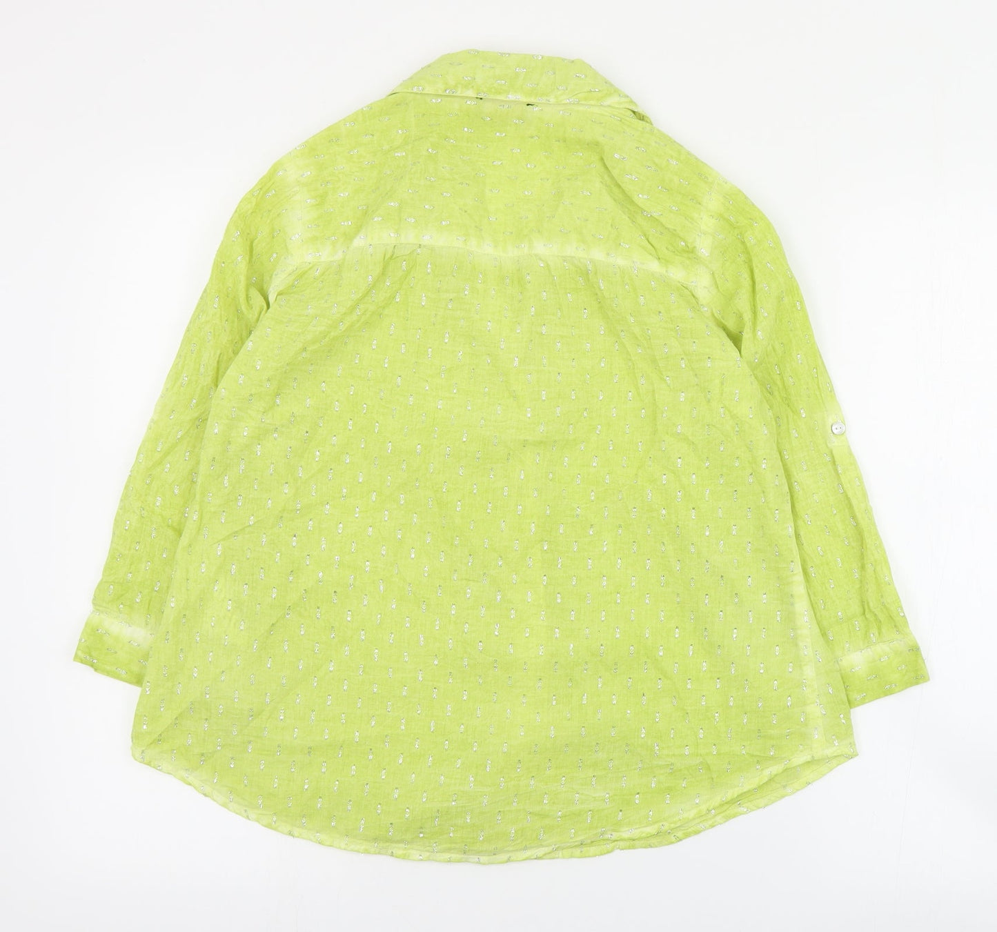 Anna Rose Womens Green  Cotton Basic Button-Up Size 14 Collared