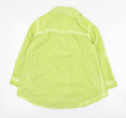Anna Rose Womens Green  Cotton Basic Button-Up Size 14 Collared
