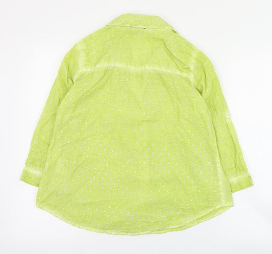 Anna Rose Womens Green  Cotton Basic Button-Up Size 14 Collared