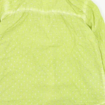 Anna Rose Womens Green  Cotton Basic Button-Up Size 14 Collared