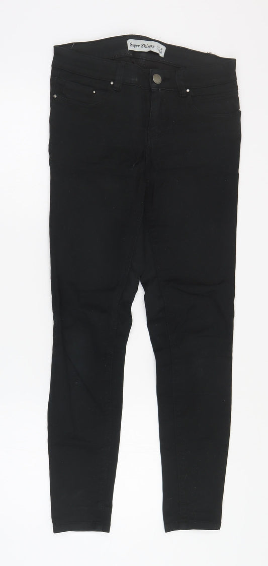 New Look Womens Black  Cotton Skinny Jeans Size 8 L28 in Slim Zip