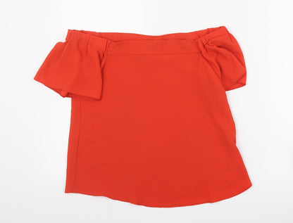 Primark Womens Red  Polyester Basic Blouse Size 8 Off the Shoulder