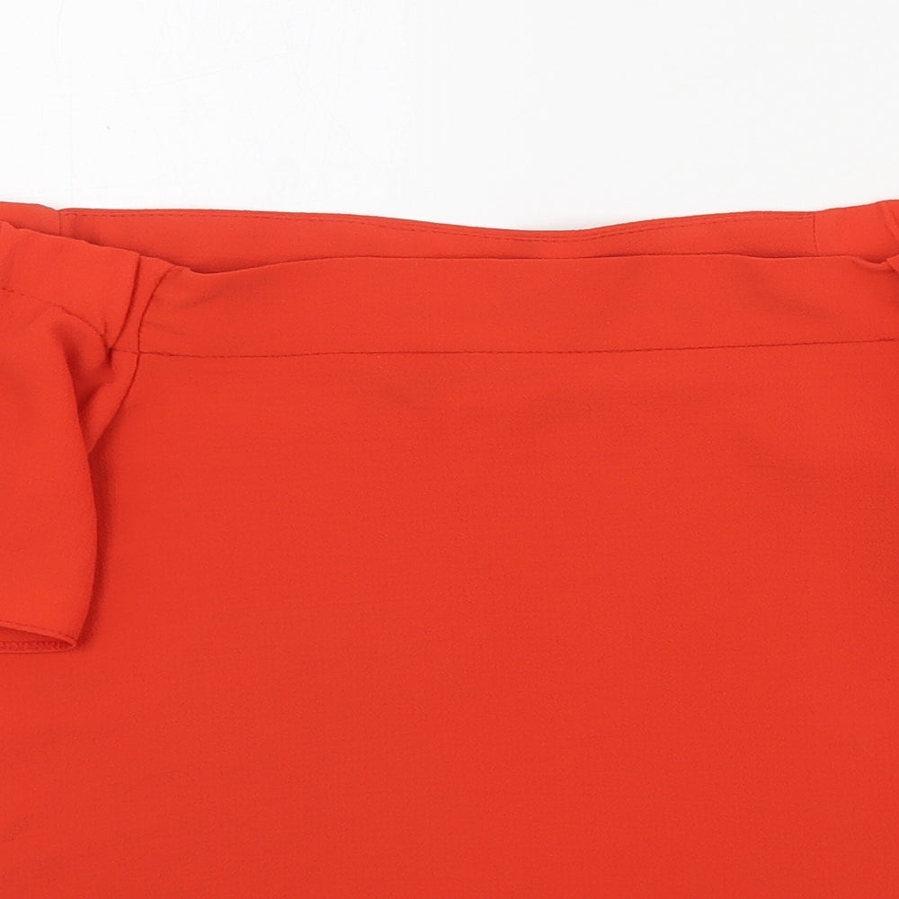 Primark Womens Red  Polyester Basic Blouse Size 8 Off the Shoulder