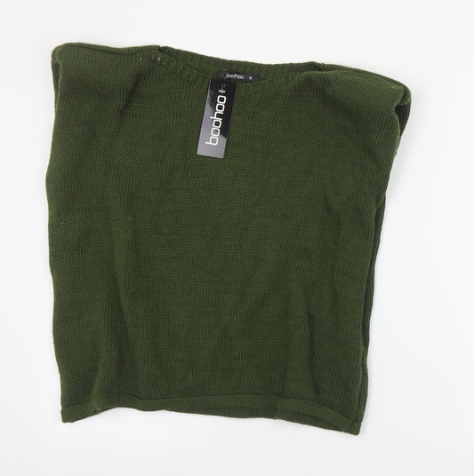 Boohoo Womens Green Boat Neck  Acrylic Pullover Jumper Size S