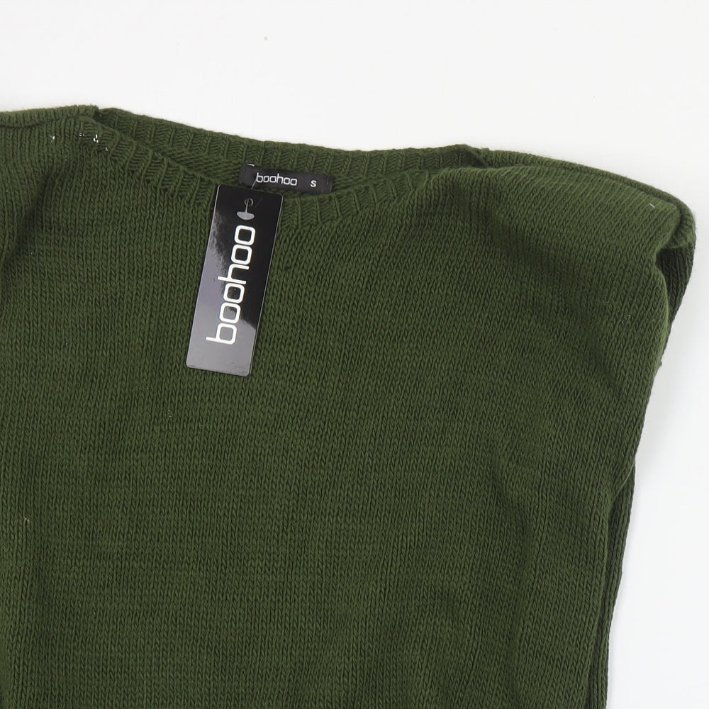 Womens UK Size S Boohoo Green Pullover Jumper