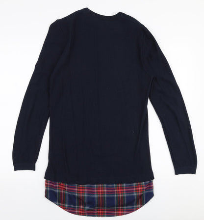 River Island Mens Blue Round Neck  Cotton Pullover Jumper Size S