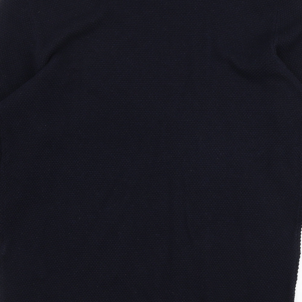 Zara Mens Blue Round Neck  Cotton Pullover Jumper Size S