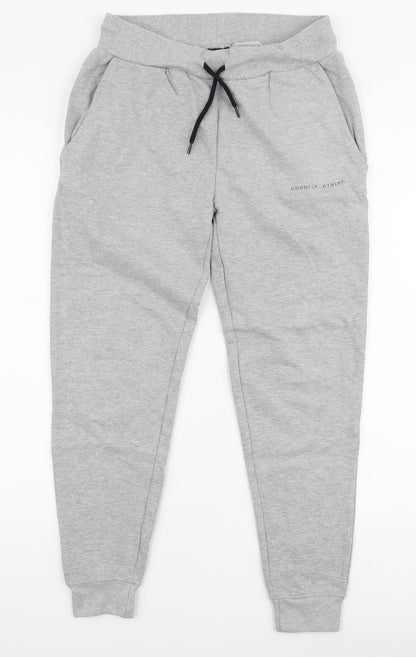 Good For Nothing Womens Grey  Cotton Jogger Trousers Size S L25 in Slim Drawstring