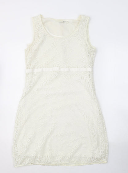 Kaffe Womens Ivory  Polyester A-Line  Size M  Round Neck Zip
