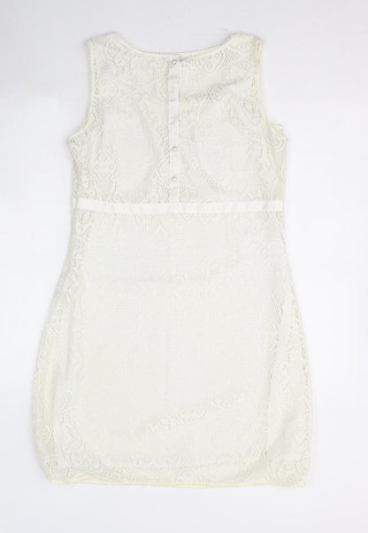 Kaffe Womens Ivory  Polyester A-Line  Size M  Round Neck Zip