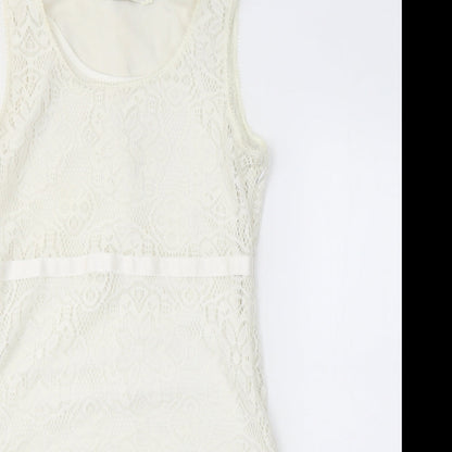 Kaffe Womens Ivory  Polyester A-Line  Size M  Round Neck Zip