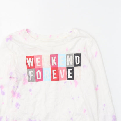 Gap Girls White Geometric Cotton Pullover Casual Size M Round Neck Pullover - Weekend Forever