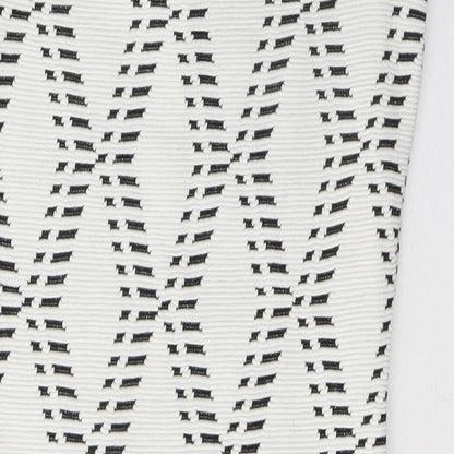 River Island Womens White Geometric Cotton A-Line  Size 10  Round Neck Zip