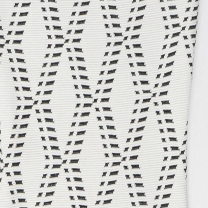 River Island Womens White Geometric Cotton A-Line  Size 10  Round Neck Zip