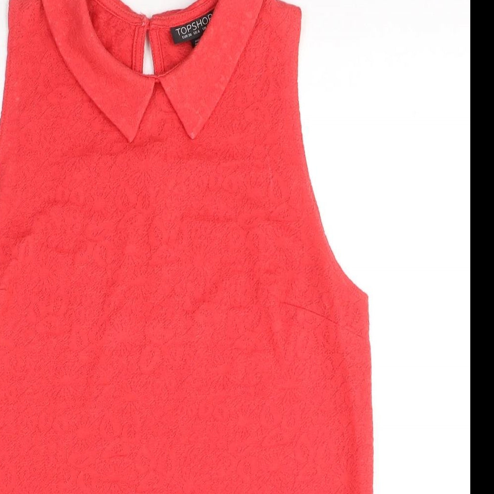 Womens UK Size 10 Topshop Red Jersey Tank