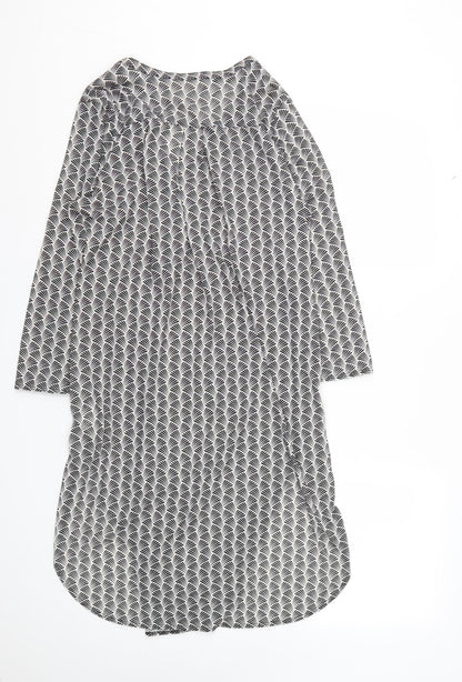 H&M Womens Black Geometric Polyester Basic Button-Up Size S V-Neck