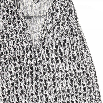 H&M Womens Black Geometric Polyester Basic Button-Up Size S V-Neck