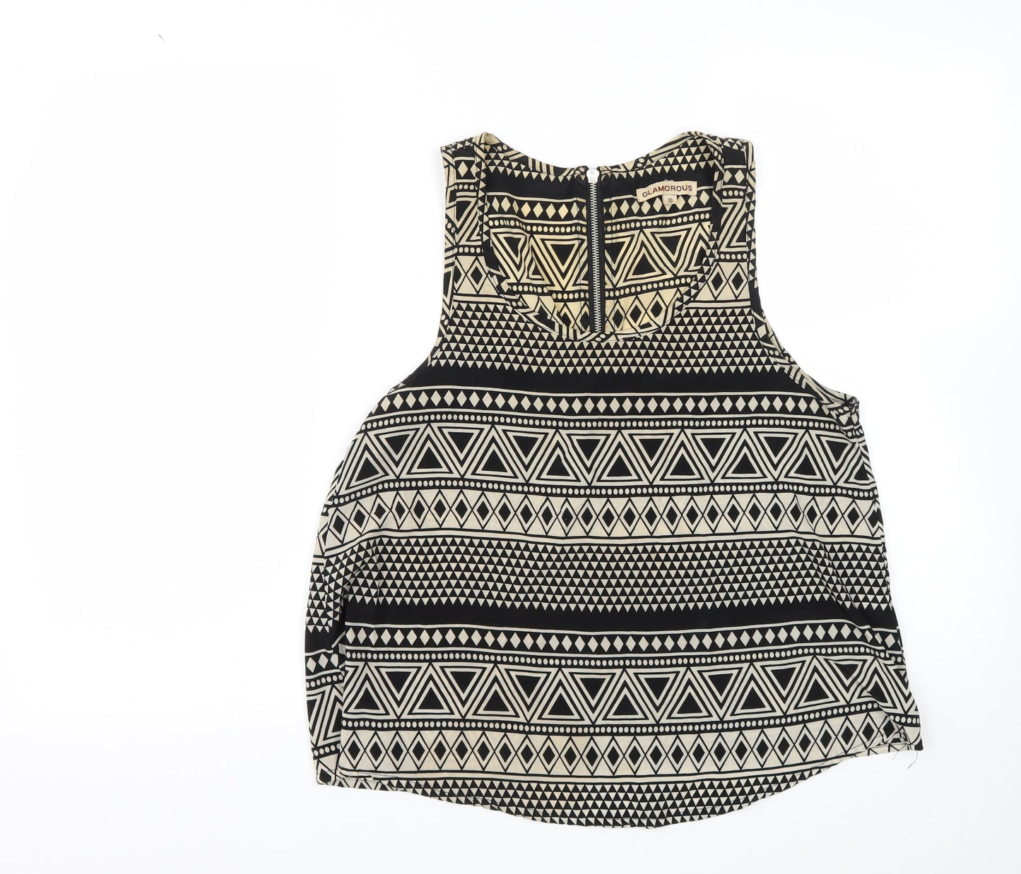 Glamorous Womens Multicoloured Geometric Polyester Camisole Blouse Size 10 Round Neck