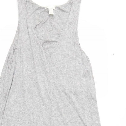 H&M Womens Grey  Viscose Basic Tank Size S V-Neck