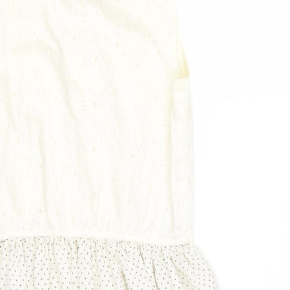 Marks and Spencer Womens White Polka Dot Cotton Fit & Flare  Size M  Collared Button