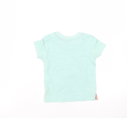 Primark Baby Green  Cotton Basic T-Shirt Size 9-12 Months Round Neck  - Sun Print
