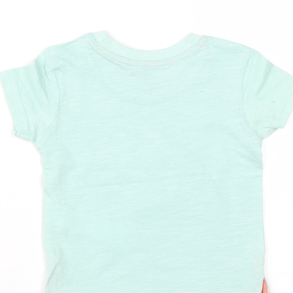Primark Baby Green  Cotton Basic T-Shirt Size 9-12 Months Round Neck  - Sun Print