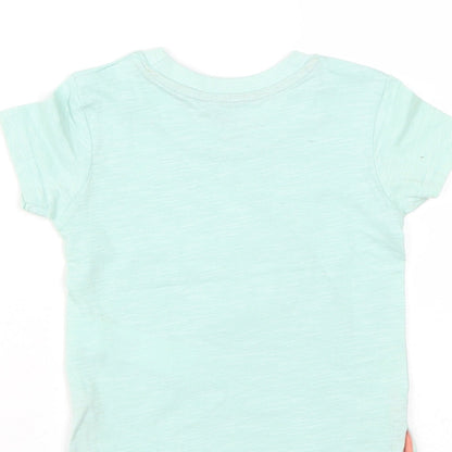Primark Baby Green  Cotton Basic T-Shirt Size 9-12 Months Round Neck  - Sun Print