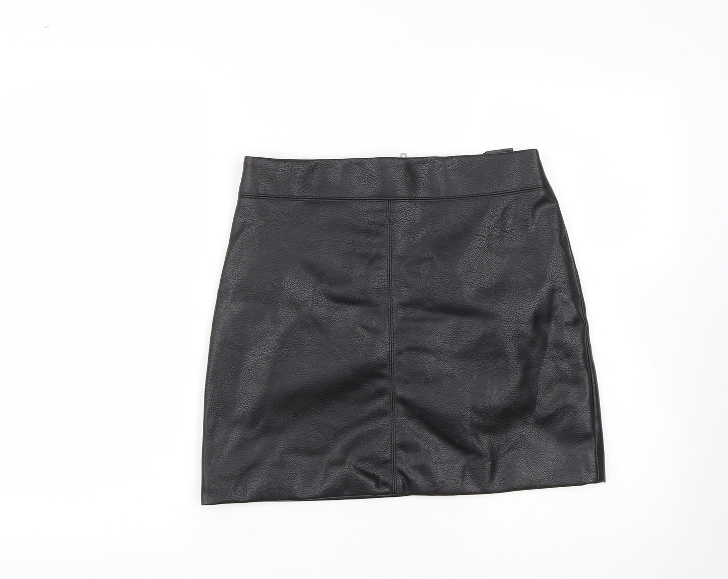 H&M Womens Black  Polyester A-Line Skirt Size 10   Tie