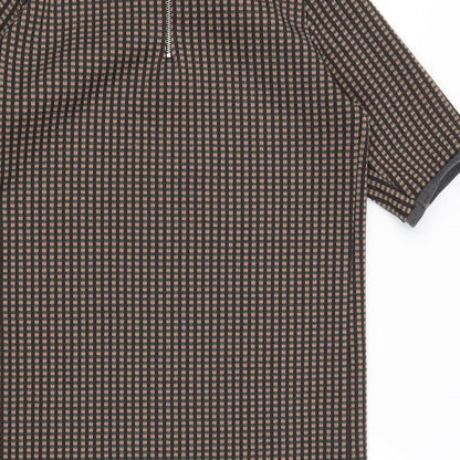 Zara Womens Brown Plaid Polyester A-Line  Size L  Round Neck Zip